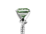 White gold Fancy Green Princess  Solitaire Twisted Band with Bead Prong Setting_77