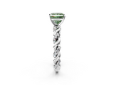 White gold Fancy Green Princess  Solitaire Twisted Band with Pavé Accents and Four-Prong Setting_2