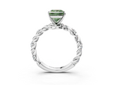 White gold Fancy Green Princess  Solitaire Twisted Band with Pavé Accents and Four-Prong Setting_3