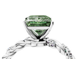 White gold Fancy Green Princess  Solitaire Twisted Band with Pavé Accents and Four-Prong Setting_4