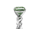 White gold Fancy Green Princess  Solitaire Twisted Band with Pavé Accents and Four-Prong Setting_5
