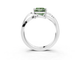 White gold Fancy Green Princess  Solitaire Twisted Band with Prong Setting_6