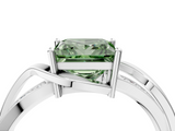 White gold Fancy Green Princess  Solitaire Twisted Band with Prong Setting_7
