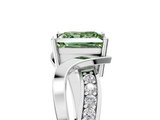 White gold Fancy Green Princess  Solitaire Twisted Band with Prong Setting_8