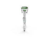 White gold Fancy Green Princess  Solitaire Twisted Pave Diamond Ring with Four-Prong Setting_14