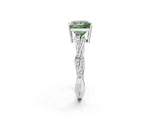 White gold Fancy Green Princess  Solitaire Twisted Pave Diamond Ring with Four-Prong Setting_142