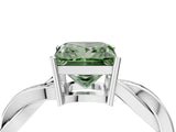 White gold Fancy Green Princess  Solitaire Twisted Pave Diamond Ring with Four-Prong Setting_144