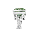 White gold Fancy Green Princess  Solitaire Twisted Pave Diamond Ring with Four-Prong Setting_145