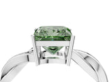 White gold Fancy Green Princess  Solitaire Twisted Pave Diamond Ring with Four-Prong Setting_16
