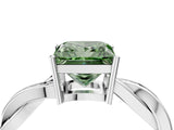 White gold Fancy Green Princess  Solitaire Twisted Pave Diamond Ring with Four-Prong Setting_16