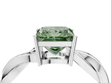 White gold Fancy Green Princess  Solitaire Twisted Pave Diamond Ring with Four-Prong Setting_29