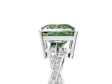 White gold Fancy Green Princess  Solitaire Twisted Pave Diamond Ring with Four-Prong Setting_30