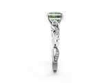 White gold Fancy Green Princess  Solitaire Vine Band with Milgrain Prong Setting_5