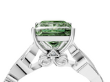 White gold Fancy Green Princess  Solitaire Vine Band with Milgrain Prong Setting_7
