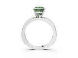 White gold Fancy Green Princess  Solitaire with Pavé Band and Four-Prong Setting_32