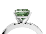 White gold Fancy Green Princess  Solitaire with Pavé Band and Four-Prong Setting_33