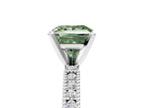 White gold Fancy Green Princess  Solitaire with Pavé Band and Four-Prong Setting_34
