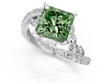White gold Fancy Green Princess  Solitaire with Pavé Twist Band and Four-Prong Setting_1