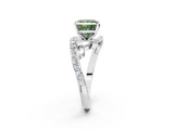 White gold Fancy Green Princess  Solitaire with Pavé Twist Band and Four-Prong Setting_2