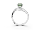 White gold Fancy Green Princess  Solitaire with Pavé Twist Band and Four-Prong Setting_3