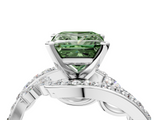 White gold Fancy Green Princess  Solitaire with Pavé Twist Band and Four-Prong Setting_4