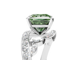 White gold Fancy Green Princess  Solitaire with Pavé Twist Band and Four-Prong Setting_5