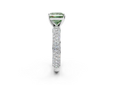 White gold Fancy Green Princess  Solitaire with Pave Band and Four-Prong Setting_5