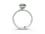 White gold Fancy Green Princess  Solitaire with Pave Band and Four-Prong Setting_6