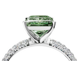 White gold Fancy Green Princess  Solitaire with Pave Band and Four-Prong Setting_7