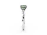 White gold Fancy Green Princess  Solitaire with Side Baguettes and Channel Set Band_2