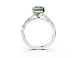 White gold Fancy Green Princess  Solitaire with Side Baguettes and Channel Set Band_3