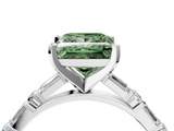 White gold Fancy Green Princess  Solitaire with Side Baguettes and Channel Set Band_4