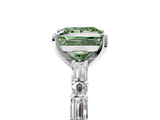 White gold Fancy Green Princess  Solitaire with Side Baguettes and Channel Set Band_5