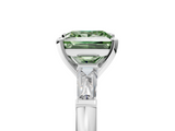 White gold Fancy Green Princess  Solitaire with Tapered Baguette Side Stones on a Classic Band with Four-Prong Setting_5