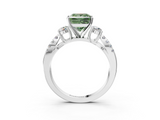 White gold Fancy Green Princess  Three-Stone Diamond Ring with Pavé Split Shank and Four-Prong Setting_3