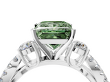 White gold Fancy Green Princess  Three-Stone Diamond Ring with Pavé Split Shank and Four-Prong Setting_4