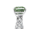 White gold Fancy Green Princess  Three-Stone Diamond Ring with Pavé Split Shank and Four-Prong Setting_5