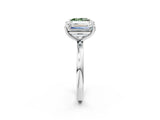 White gold Fancy Green Princess  and Emerald Cut Toi Moi Ring with Prong Setting_31