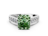 White gold Fancy Green Radiant  Brilliant Channel-Set Solitaire Ring with Four-Prong Setting_20