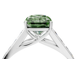 White gold Fancy Green Radiant  Brilliant Channel-Set Solitaire Ring with Four-Prong Setting_24