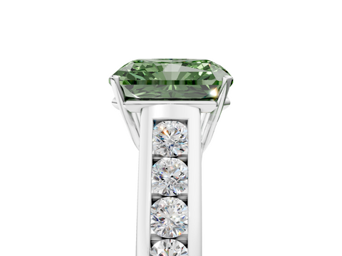 White gold Fancy Green Radiant  Brilliant Channel-Set Solitaire Ring with Four-Prong Setting_25