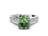 White gold Fancy Green Radiant  Brilliant Cut Diamond Engagement Ring with Pavé Band and Four-Prong Setting_67