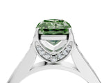 White gold Fancy Green Radiant  Brilliant Cut Diamond Engagement Ring with Pavé Band and Four-Prong Setting_77