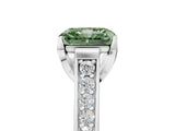 White gold Fancy Green Radiant  Brilliant Cut Diamond Engagement Ring with Pavé Band and Four-Prong Setting_78