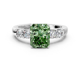 White gold Fancy Green Radiant  Brilliant Cut Diamond Five-Stone Prong Set Engagement Ring with Channel Band_37