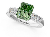 White gold Fancy Green Radiant  Brilliant Cut Diamond Five-Stone Prong Set Engagement Ring with Channel Band_38