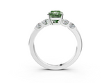 White gold Fancy Green Radiant  Brilliant Cut Diamond Five-Stone Prong Set Engagement Ring with Channel Band_40