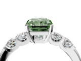 White gold Fancy Green Radiant  Brilliant Cut Diamond Five-Stone Prong Set Engagement Ring with Channel Band_41