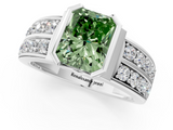 White gold Fancy Green Radiant  Brilliant Diamond Channel Set Wide Band Ring with Bezel Setting_21