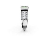 White gold Fancy Green Radiant  Brilliant Diamond Channel Set Wide Band Ring with Bezel Setting_22